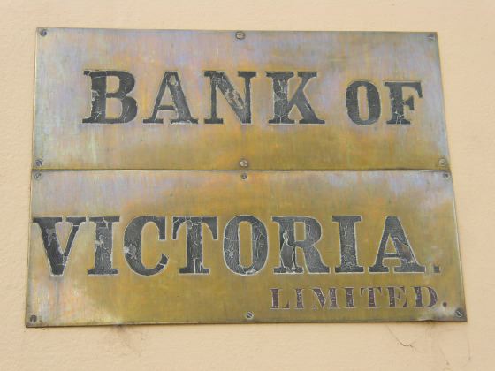 original Bank of Victoria sign